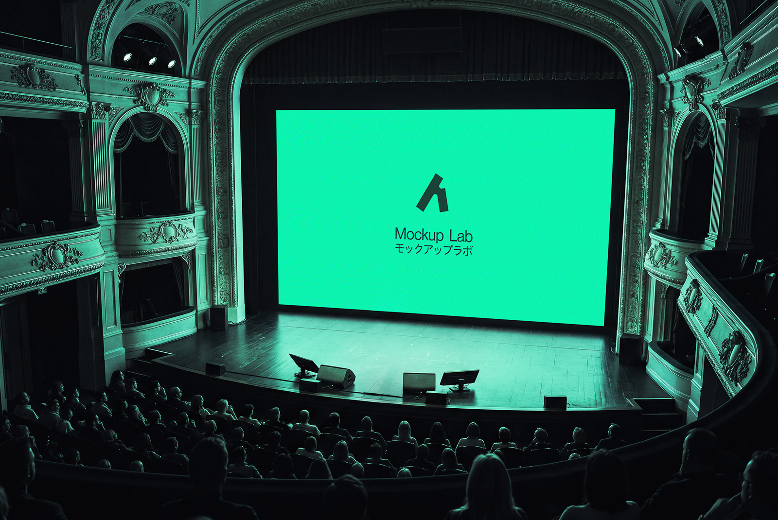 Angled perspective of the digital screen mockup, highlighting its sleek design and presentation.